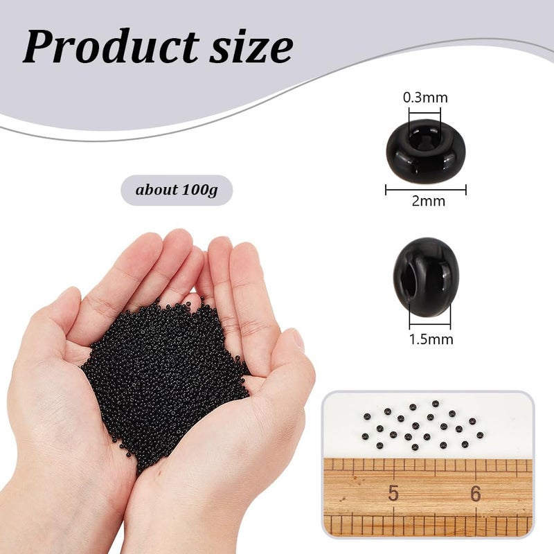 PH PandaHall Black Seed Beads, 6000 Pcs 11/0 Glass Seed Beads 2mm Round Waist Bead Mini Spacer Bead for Earrings Bracelet Necklaces Eyeglass Chain Jewelry DIY Crafts Making - Image 2